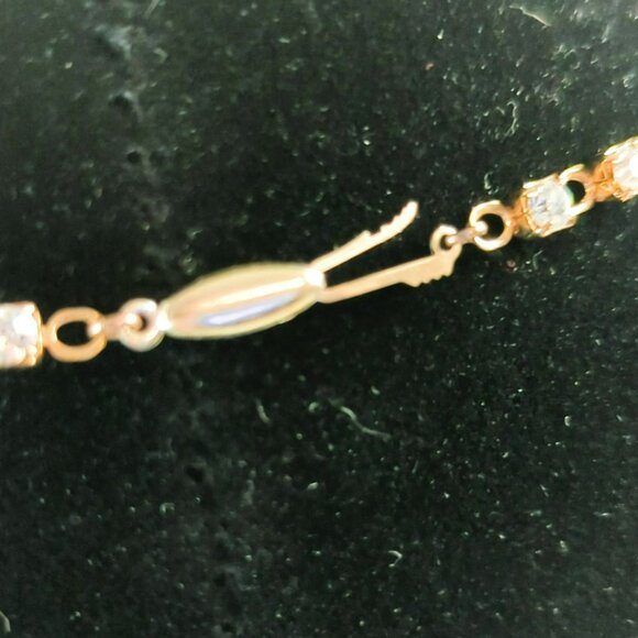 Vintage 14k Gold Filled Necklace & Earrings Set With Clear Faceted Stones - Picture 9 of 9